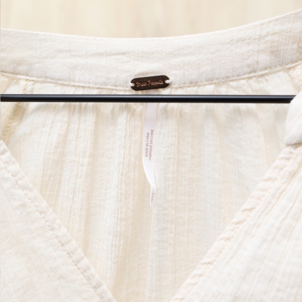 Free People Cotton Button Down Gauze Blouse Cream S - Picture 4 of 4